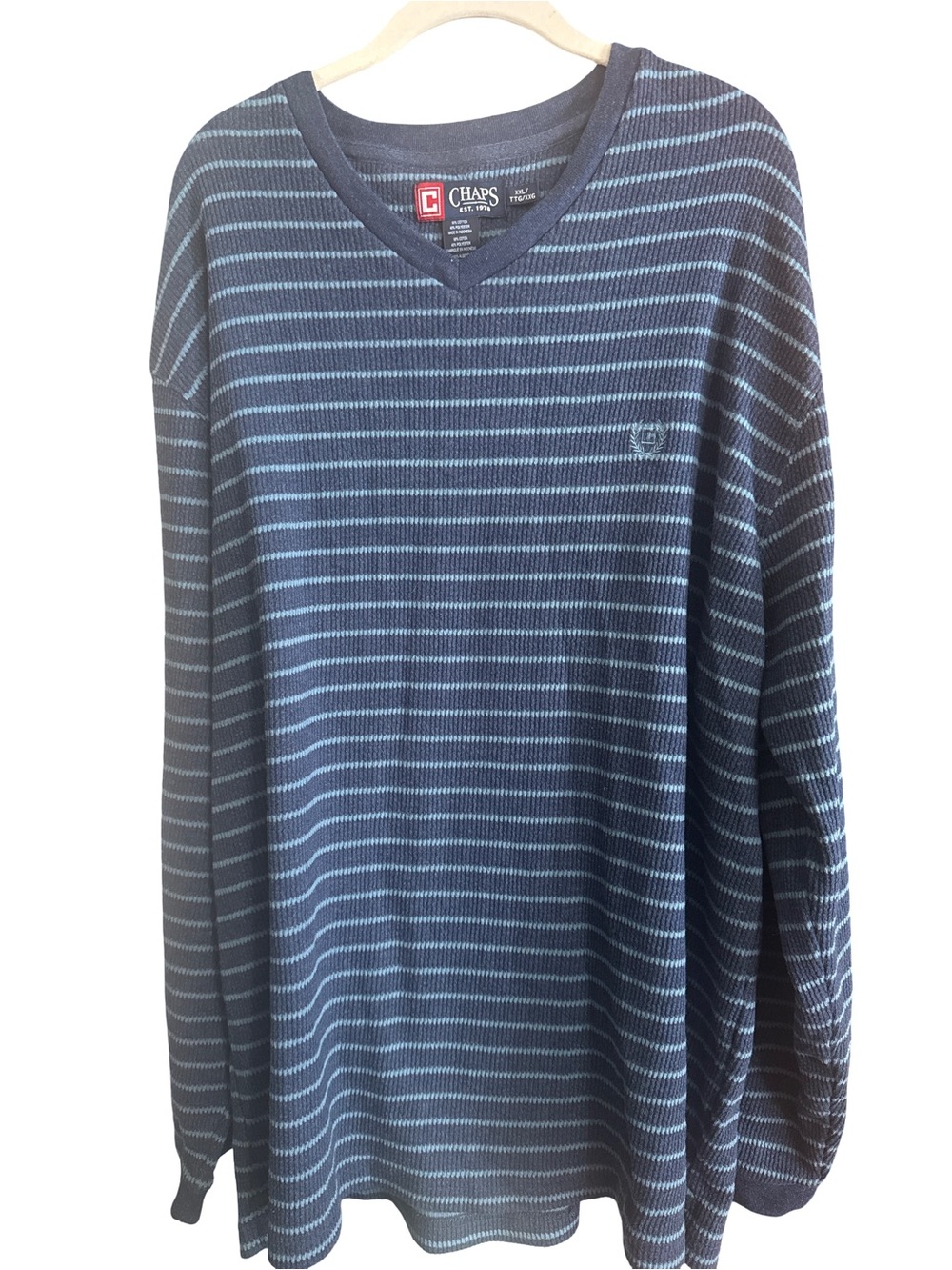 Long-Sleeve Striped Thermal Shirt Blue